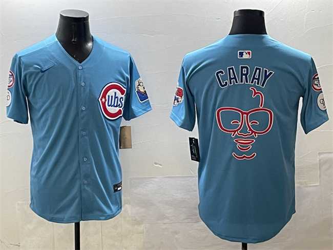 Men%27s Chicago Cubs Blue Harry Caray %27Holy Cow%27 Patch 2024-25 2nd Alternate Limited Stitched Jersey->chicago cubs->MLB Jersey